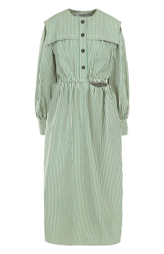 Приталенное хлопковое платье-макси в полоску Walk of Shame