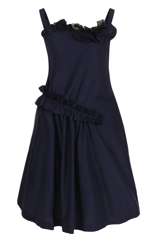 Мини-платье из смеси хлопка и шелка с драпировкой Lanvin 
