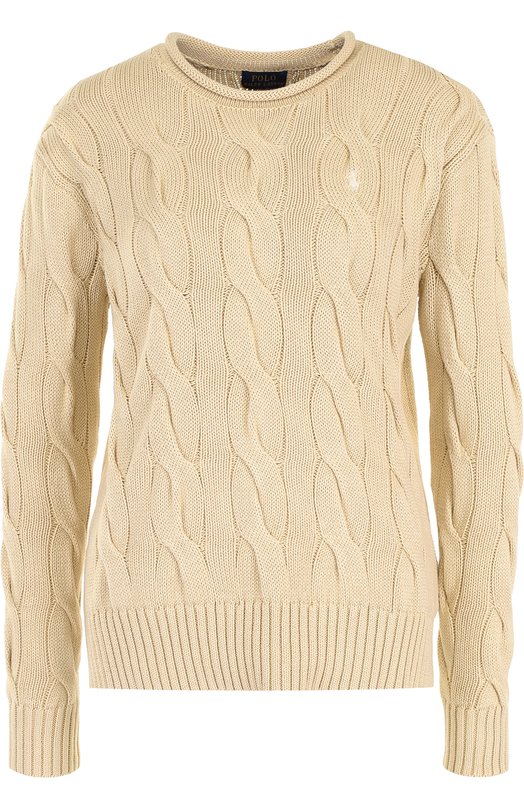Пуловер фактурной вязки с логотипом бренда Polo Ralph Lauren 