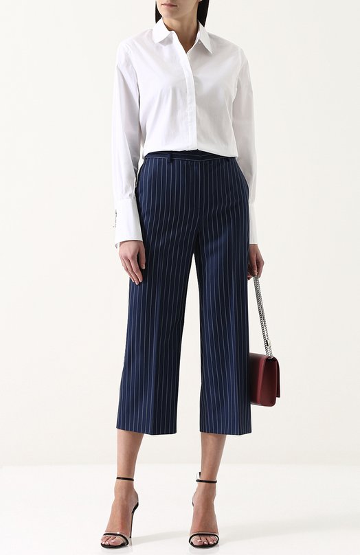 Укороченные шерстяные брюки в полоску Versace 