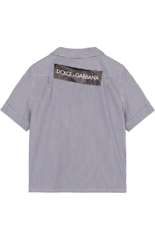 Хлопковая рубашка в полоску с логотипом бренда Dolce&Gabbana 2632654