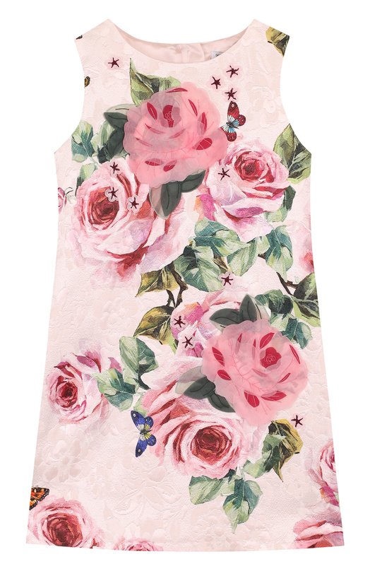 Мини-платье из хлопка и шелка с принтом и аппликациями Dolce&Gabbana 2633709