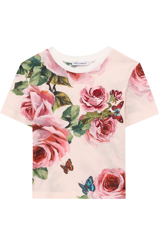 Хлопковая футболка с принтом и аппликацией Dolce&Gabbana 2633716