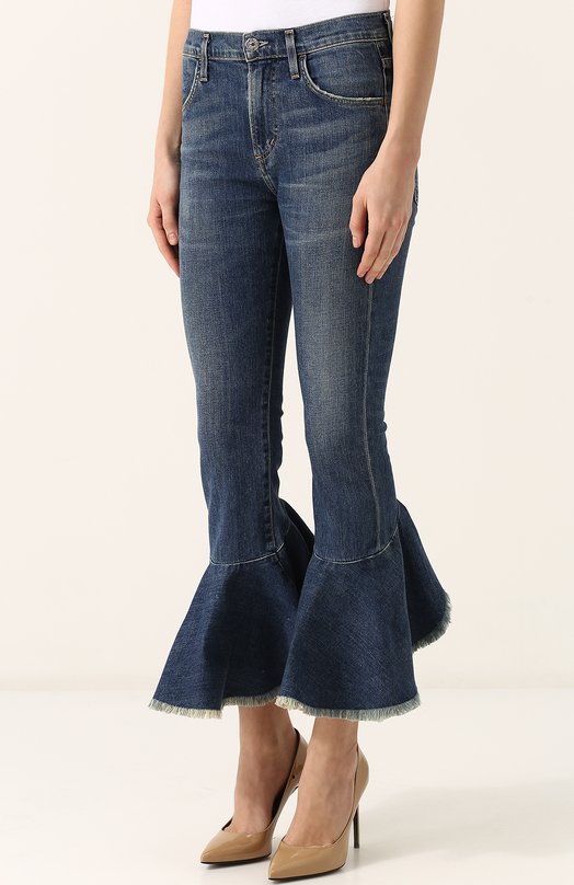 Укороченные расклешенные джинсы с потертостями Citizens Of Humanity 