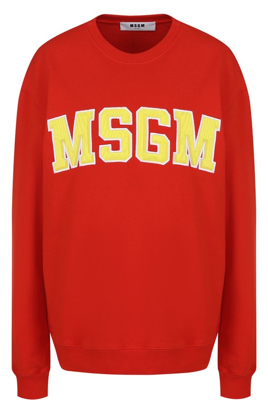 Хлопковый свитшот с контрастным логотипом бренда MSGM 