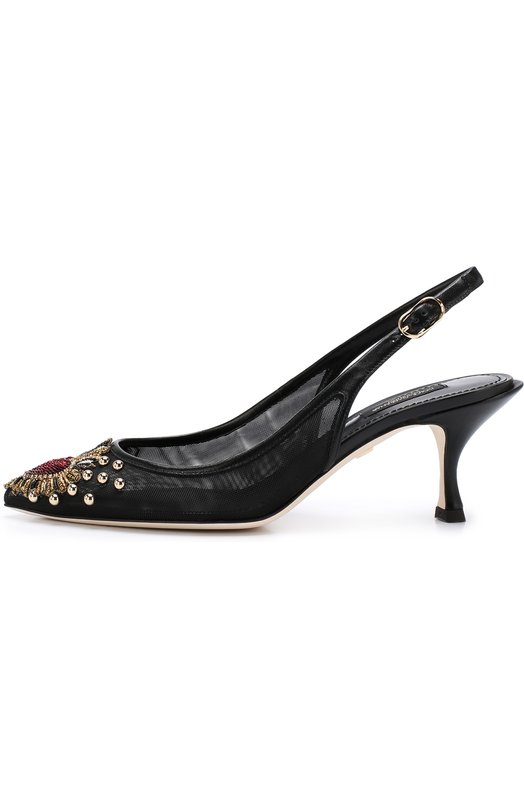 Текстильные туфли Lori на каблуке kitten heel Dolce&Gabbana 