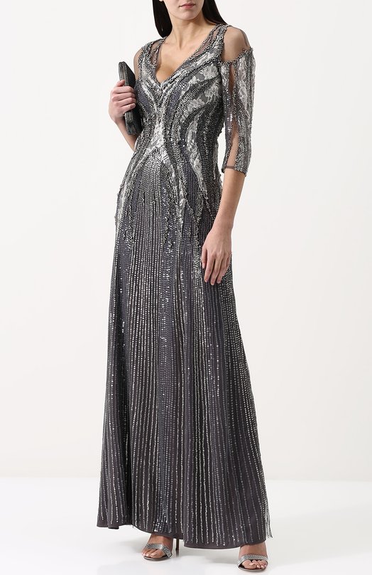 Приталенное платье-макси с вышивкой Jenny Packham 