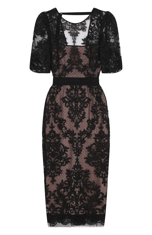 Приталенное кружевное платье-миди с открытой спиной No. 21