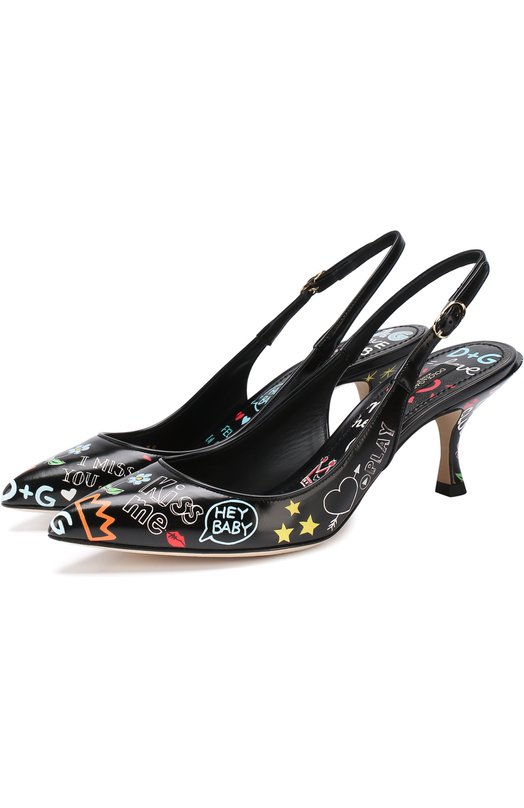 Кожаные туфли Lori с принтом на каблуке kitten heel Dolce&Gabbana 