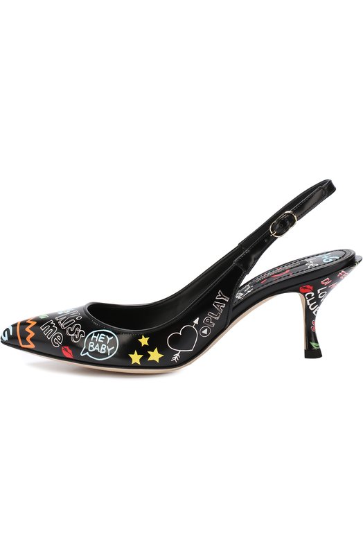 Кожаные туфли Lori с принтом на каблуке kitten heel Dolce&Gabbana 