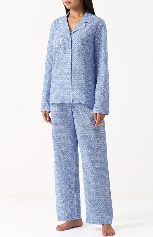 Хлопковая пижама с контрастным принтом DEREK ROSE 
