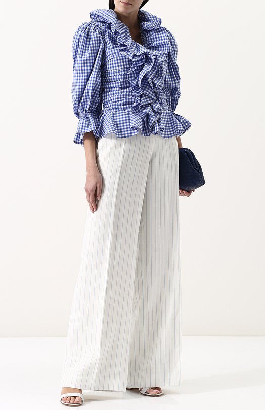 Льняные расклешенные брюки в полоску Ralph Lauren 