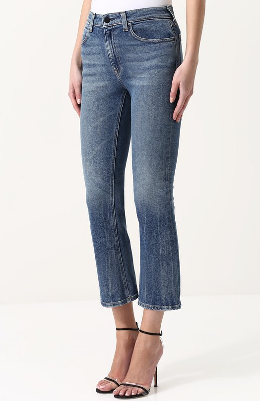 Укороченные расклешенные джинсы с потертостями Denim X Alexander Wang 