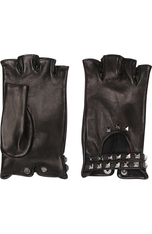 Кожаные митенки с металлической отделкой Sermoneta Gloves 