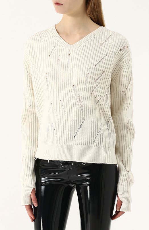 Пуловер фактурной вязки из шерсти Helmut Lang 