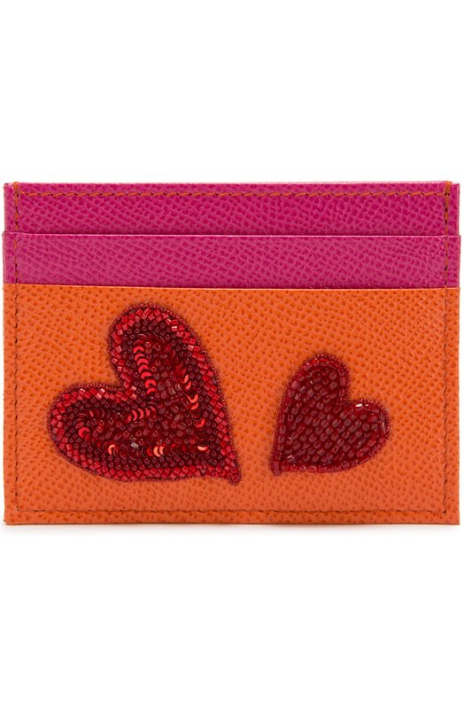 Кожаный футляр для кредитных карт с аппликацией из пайеток Dolce&Gabbana 