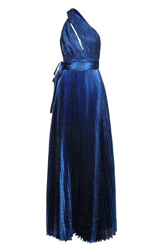 Шелковое плиссированное платье-макси с открытым плечом Elie Saab 