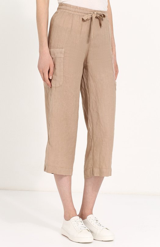 Укороченные льняные брюки с эластичным поясом Deha 