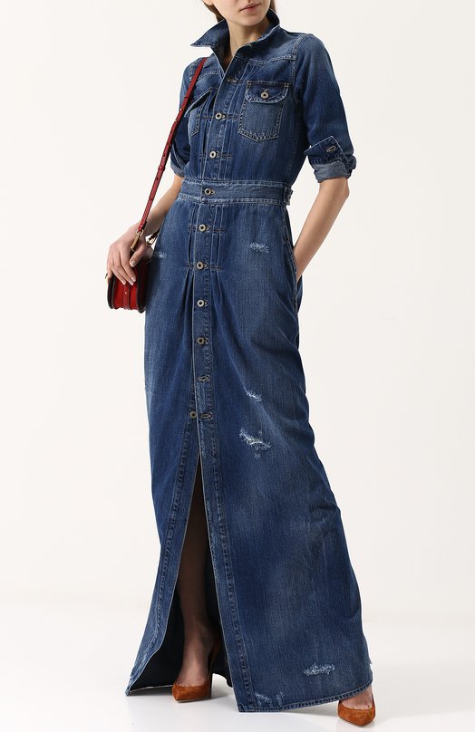 Джинсовое платье-макси с потертостями Ralph Lauren 