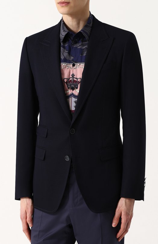 Однобортный пиджак из смеси шерсти и хлопка Dolce&Gabbana 