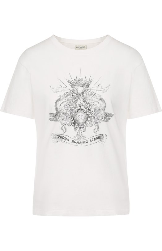 Хлопковая футболка с круглым вырезом и принтом Yves Saint Laurent 