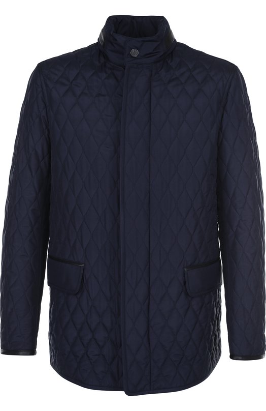 Шелковая стеганая куртка на молнии с воротником-стойкой Brioni 