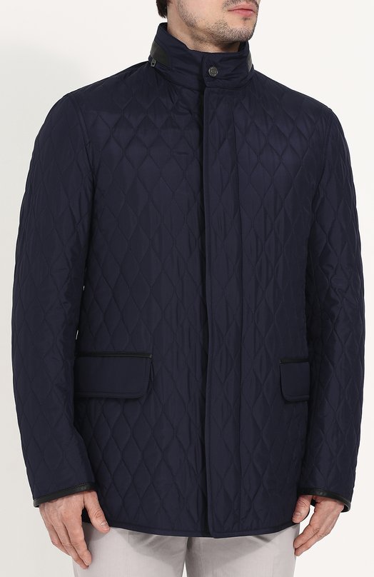 Шелковая стеганая куртка на молнии с воротником-стойкой Brioni 