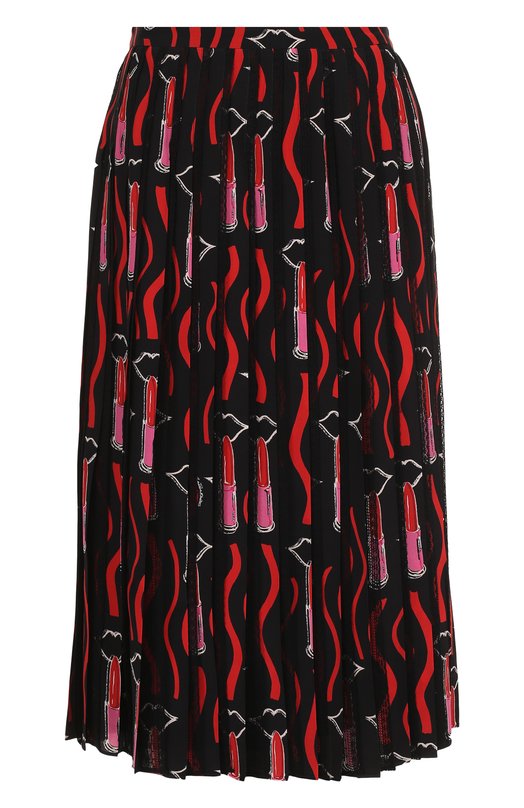 Шелковая плиссированная юбка-миди с принтом Valentino 