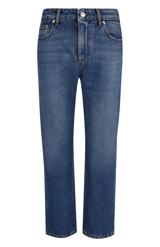 Укороченные джинсы прямого кроя с потертостями MSGM 
