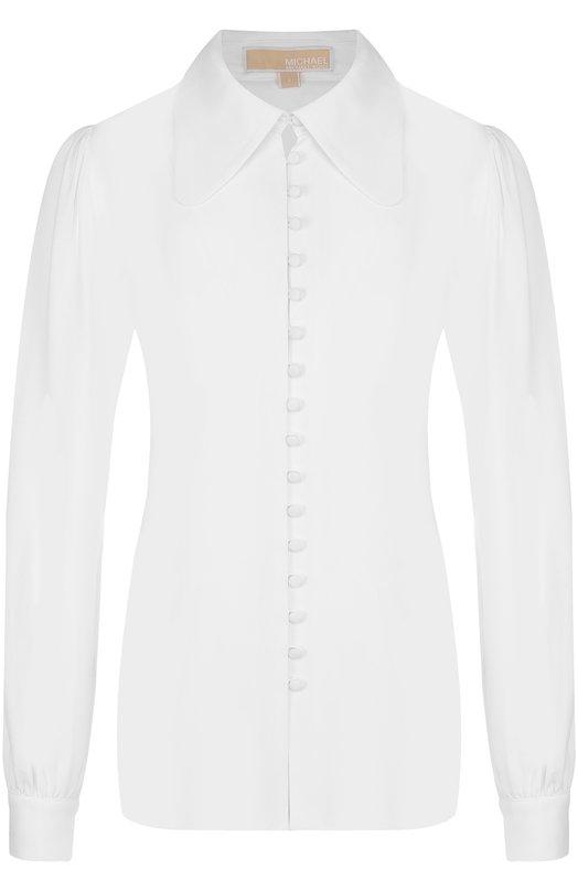 Однотонная шелковая блуза с рукавом-фонарик Michael Michael Kors 