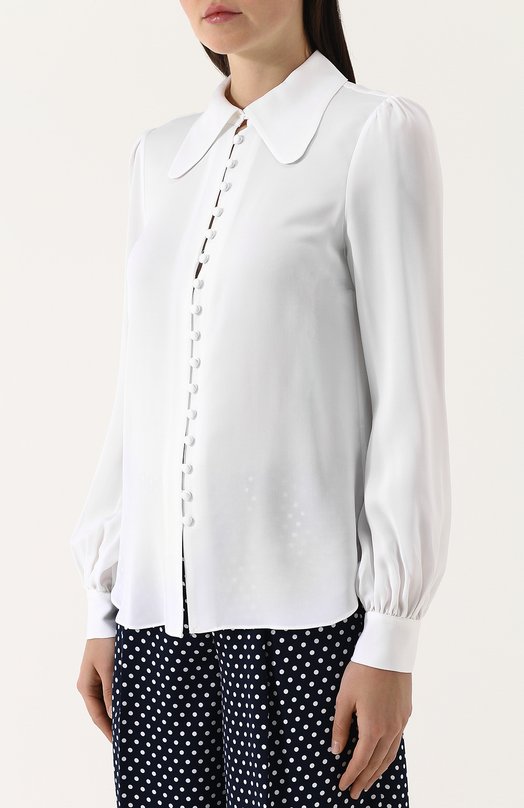 Однотонная шелковая блуза с рукавом-фонарик Michael Michael Kors 