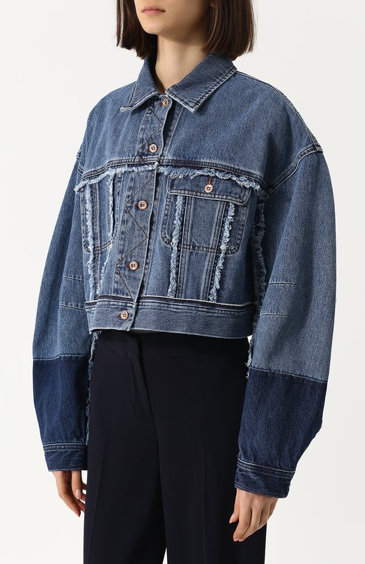 Укороченная джинсовая куртка с потертостями ACNE STUDIOS 