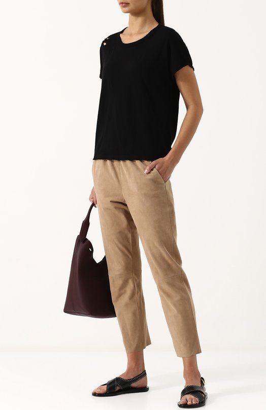 Укороченные замшевые брюки с эластичным поясом DROMe 