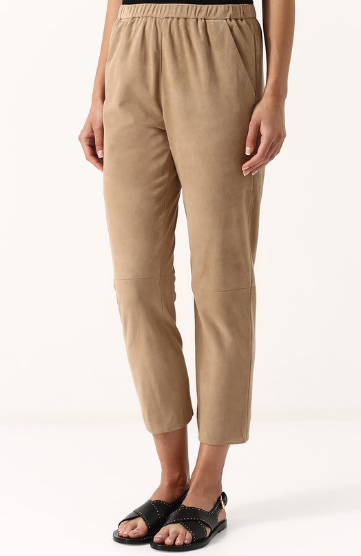 Укороченные замшевые брюки с эластичным поясом DROMe 