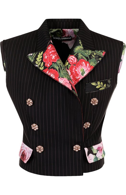 Приталенный шерстяной жилет с контрастной отделкой Dolce&Gabbana 