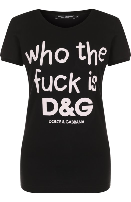 Приталенная хлопковая футболка с контрастной надписью Dolce&Gabbana 