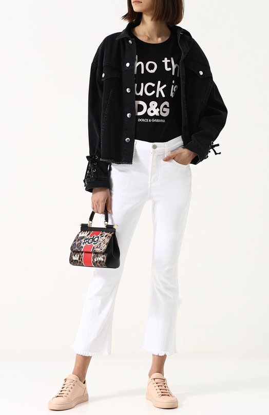 Приталенная хлопковая футболка с контрастной надписью Dolce&Gabbana 