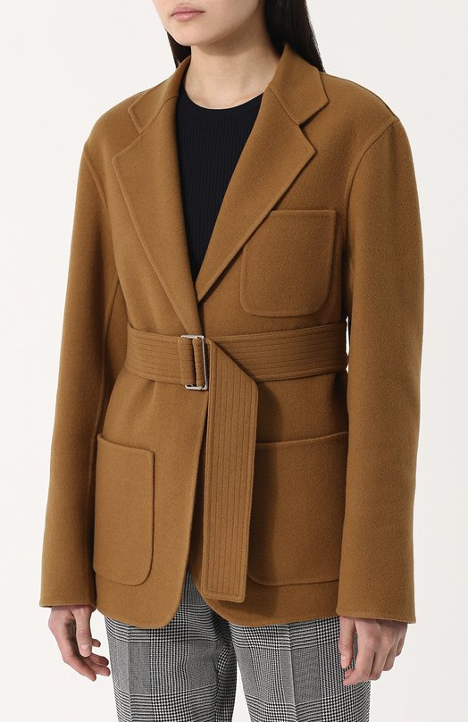 Однотонное укороченные пальто с поясом Victoria Beckham 