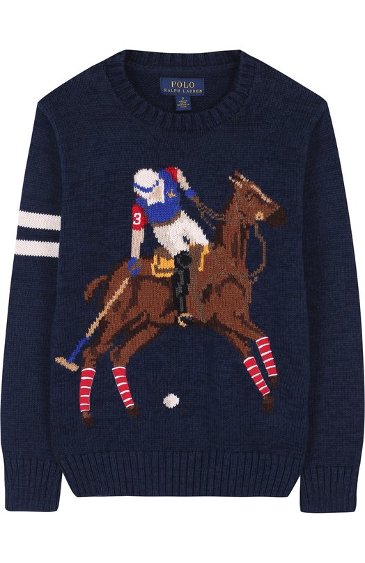 Хлопковый пуловер с принтом Polo Ralph Lauren 2723318