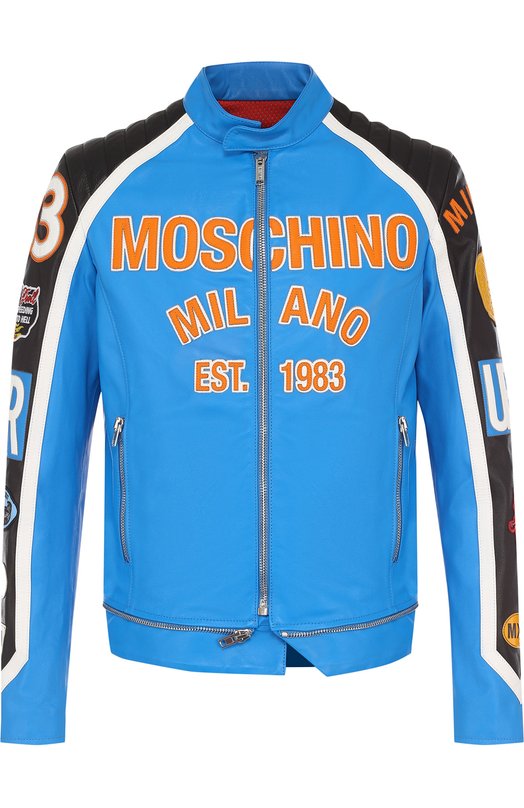 Кожаная куртка с воротником-стойкой Love Moschino 