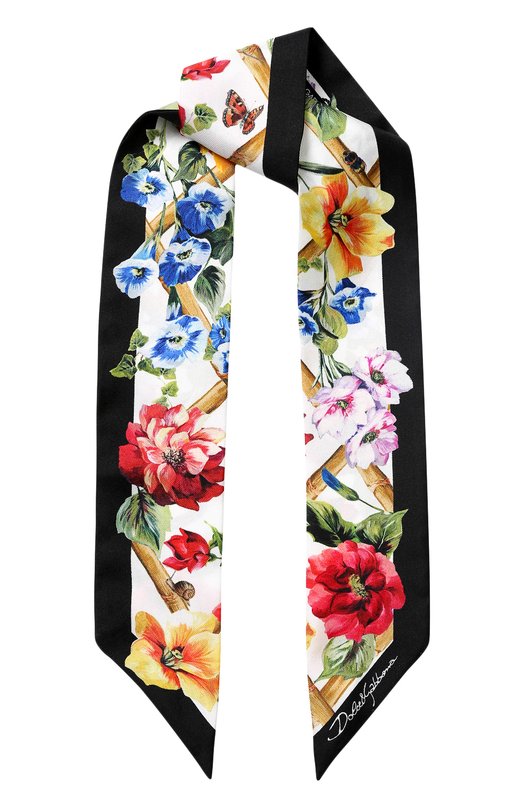 Шелковый шарф-бандо с цветочным принтом Dolce&Gabbana 
