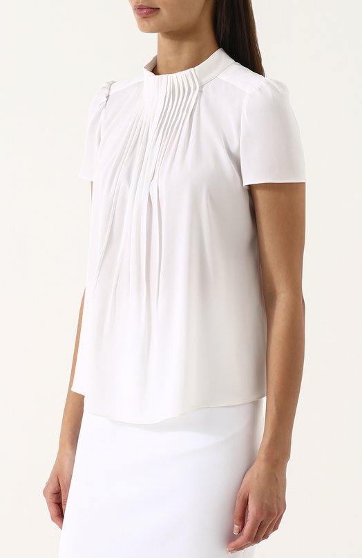 Шелковая блуза с драпировкой и воротником-стойкой Giorgio Armani 