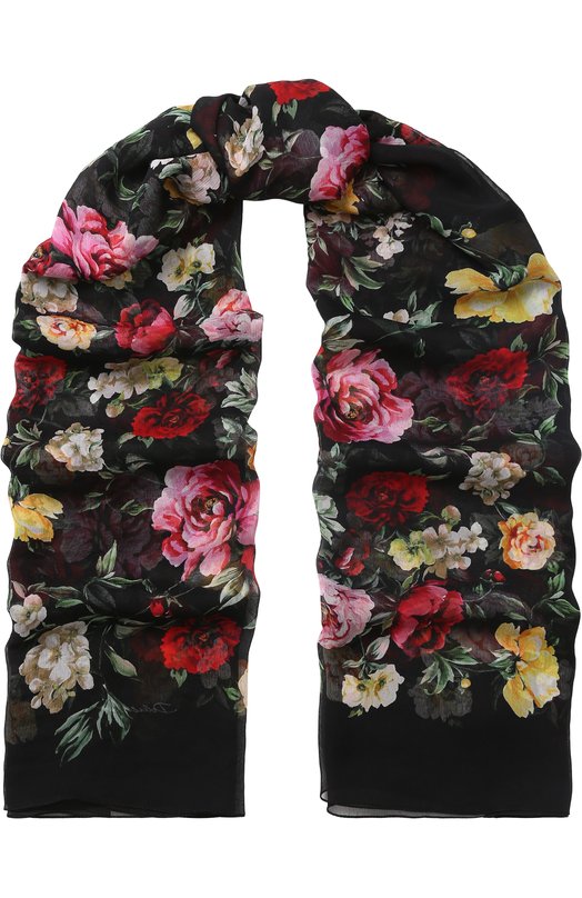 Шелковый шарф с цветочным принтом Dolce&Gabbana 