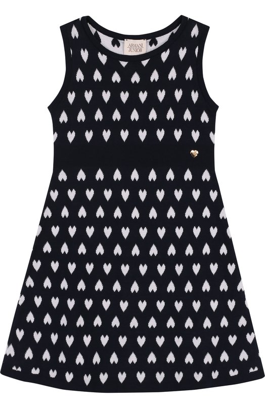 Приталенное мини-платье из хлопка с принтом Armani Junior 2731978