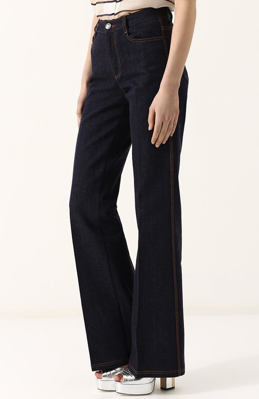 Расклешенные джинсы с контрастной прострочкой Fendi 