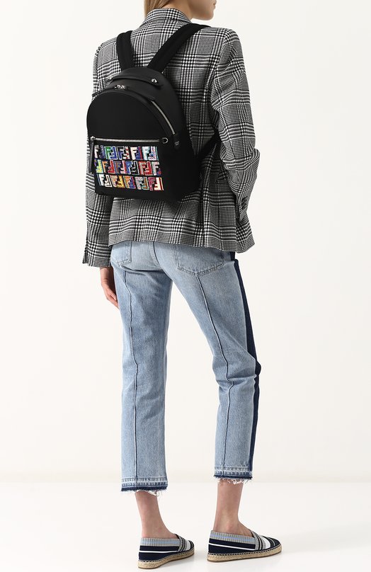 Кожаный рюкзак с текстильной отделкой Fendi 