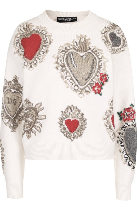 Кашемировый пуловер свободного кроя с круглым вырезом Dolce&Gabbana 