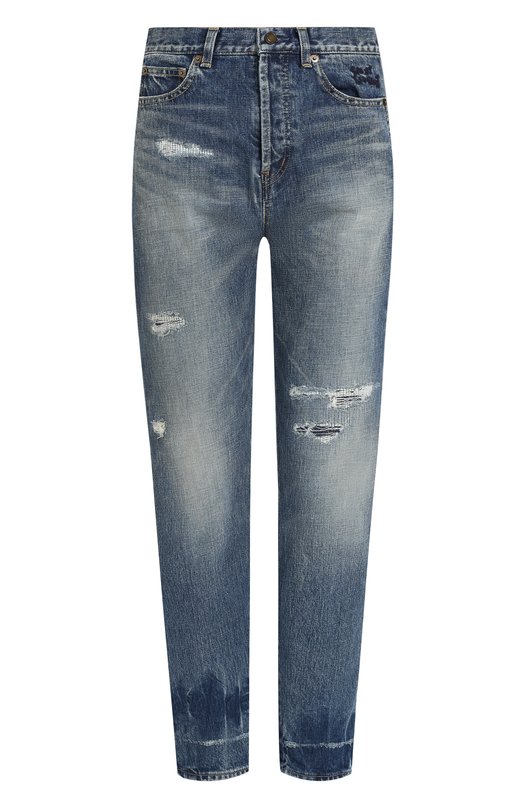 Укороченные джинсы с потертостями Yves Saint Laurent 