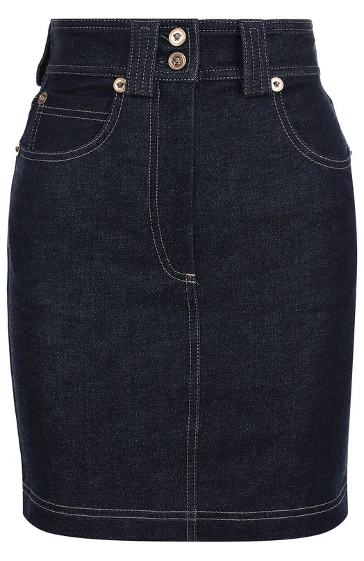 Джинсовая мини-юбка с контрастной прострочкой Versace 