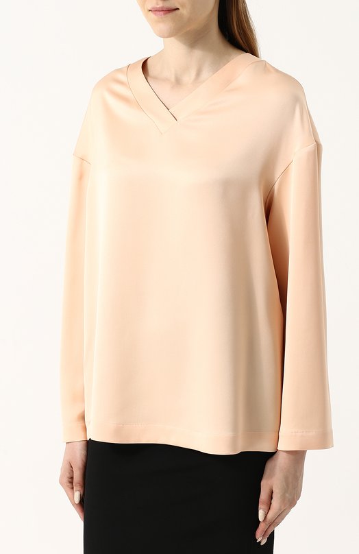 Шелковая блуза свободного кроя с V-образным вырезом Tom Ford 